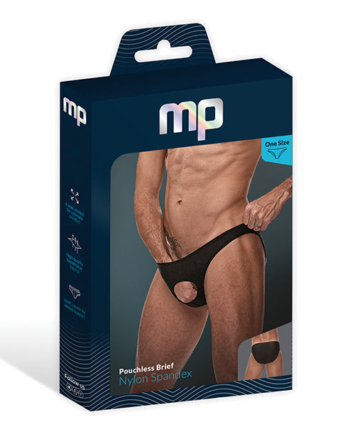Male Power Nylon Spandex Pouchless Brief Black O/S