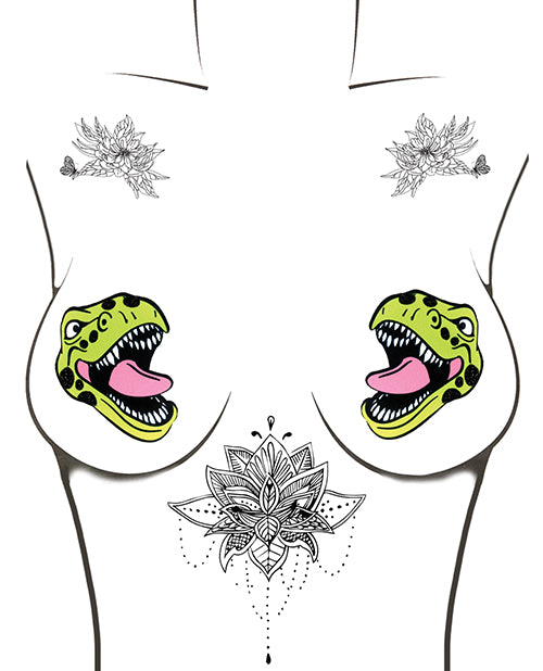 Neva Nude Neva Nude Black Light Dinosaur Pasties - Green O/S