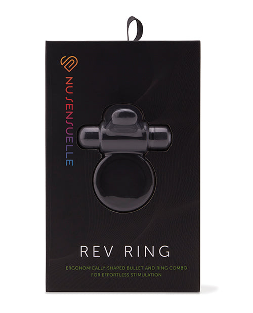 Nu Sensuelle Rev Silicone 7 Function Bullet Ring w/Flutter Tip - Black