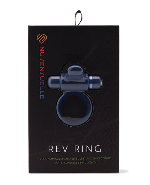 Nu Sensuelle Rev Silicone 7 Function Silicone Bullet Ring w/Flutter Tip - Navy