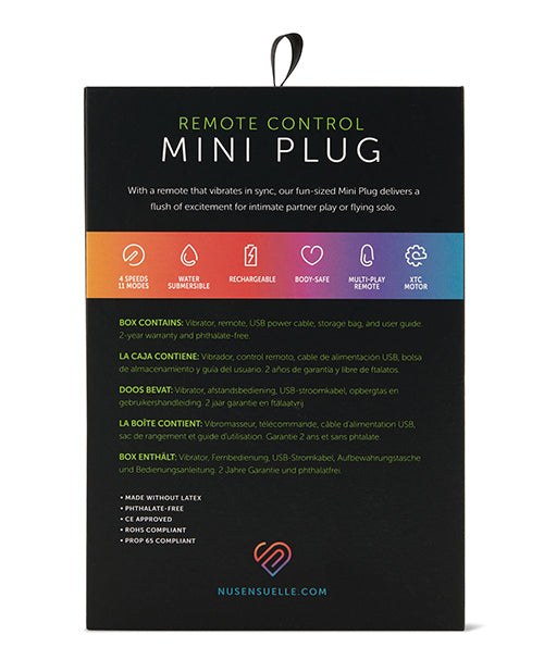 Nu Sensuelle Remote Control Rechargeable Mini Plug - Black