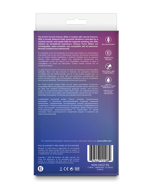 Colours Curve Vibrating 6" Dildo - Purple