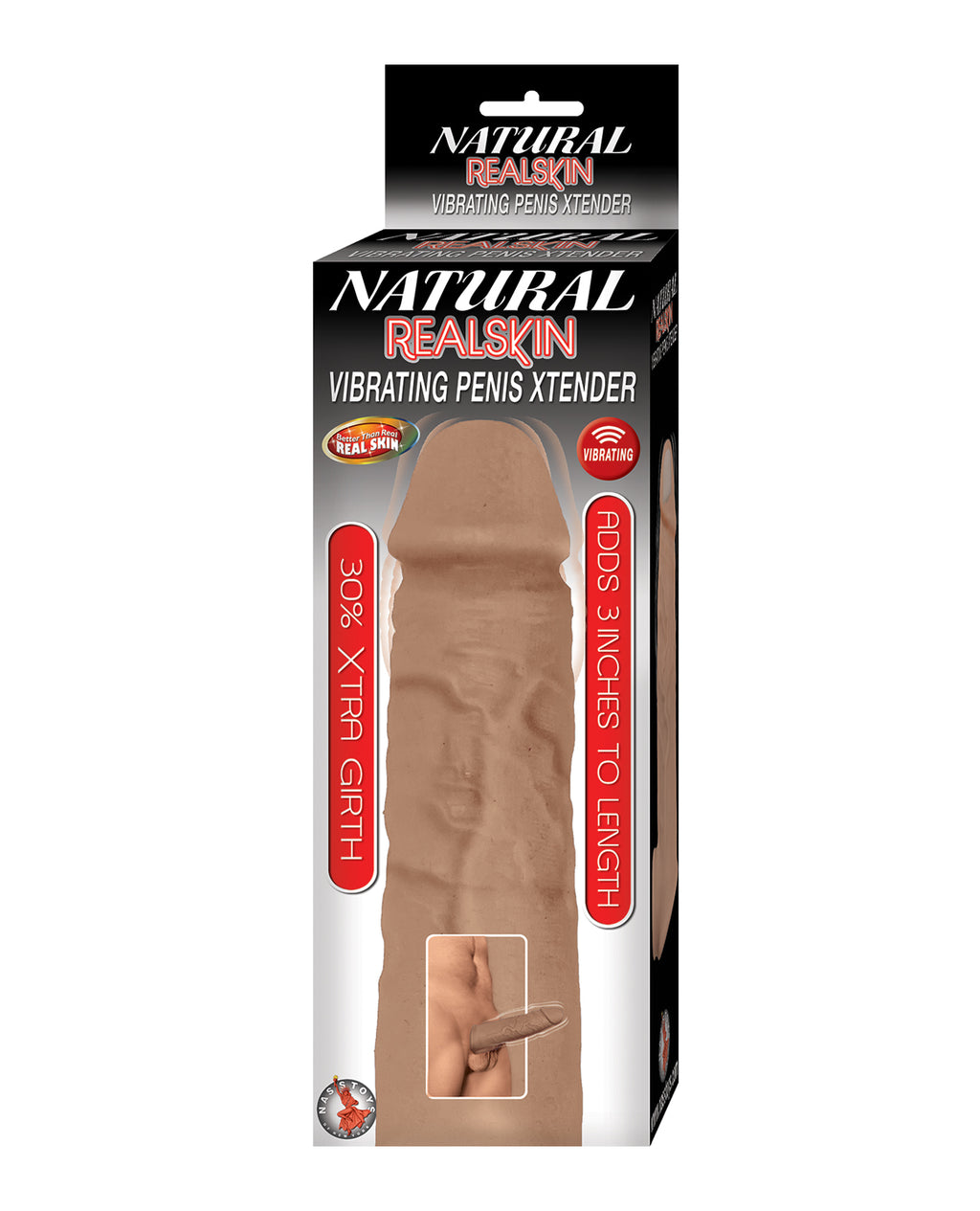 Natural Realskin Natural Realskin Vibrating Penis Xtender - Brown - Image 3