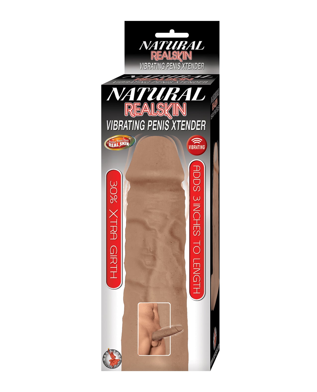 Natural Realskin Natural Realskin Vibrating Penis Xtender - Brown - Image 3