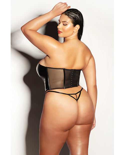 FETISH Rider Vinyl Bustier w/Front Zipper & Panty Black 2X