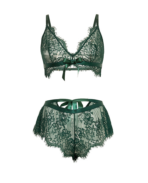 Cami Lace Bralette w/Tap Shortie - Green S/M