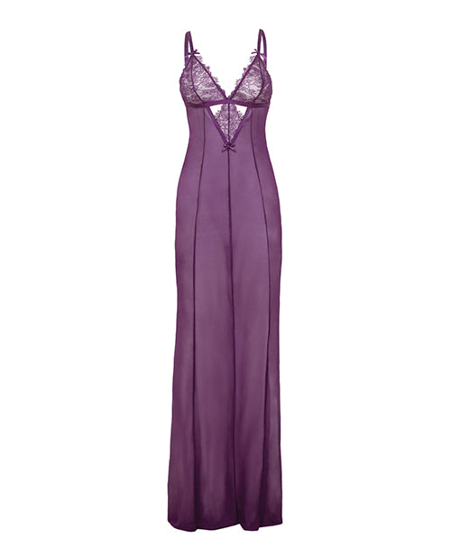 Oh La La Cheri Katana Mesh & Eyelash Lace Gown - Purple L/XL - Image 5