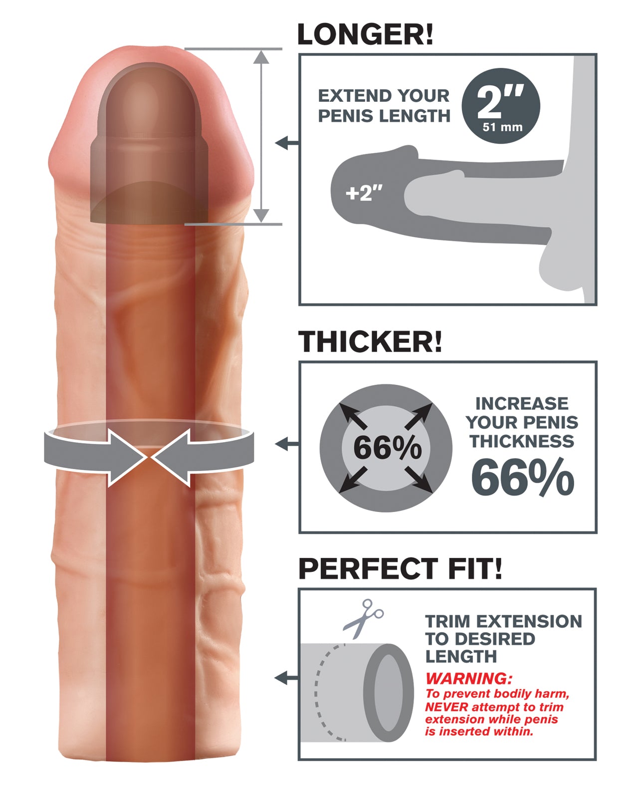 Fantasy X-tensions Mega 2" Extension - Flesh