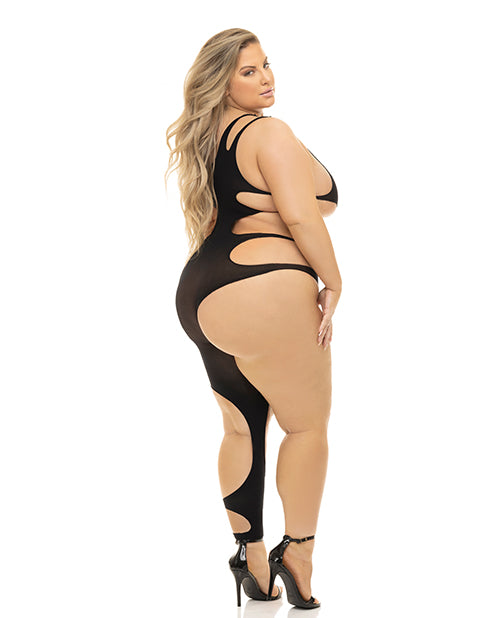 Pink Lipstick Pink Lipstick Show You How Cut Out Bodystocking Black QN