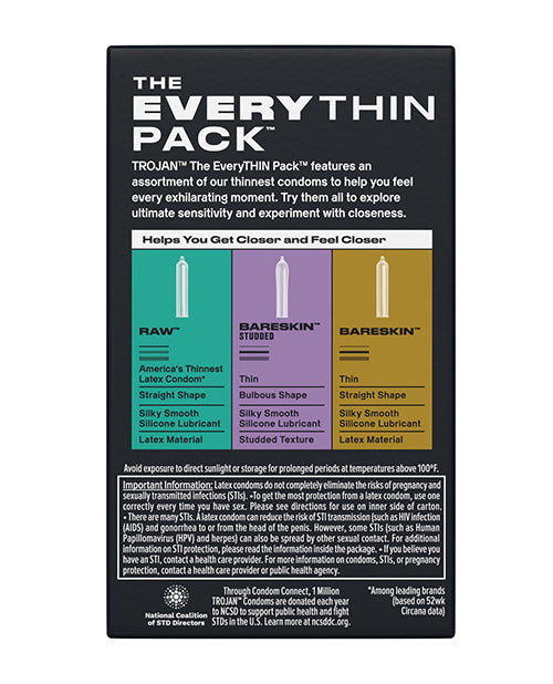 Trojan BareSkin EveryTHIN Condoms - Variety Pack of 10