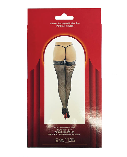 Vinyl Top Fishnet Stocking Black O/S
