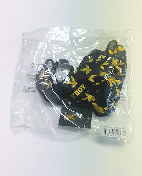 Playboy Bunny Gold Foil Halter Teddy - Black/Gold SM