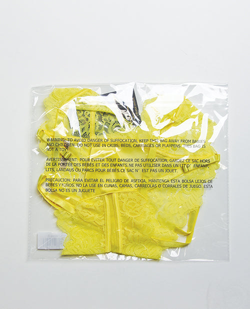 Kiss & Bloom Floral Eyelash Lace and Mesh Teddy - Yellow XL