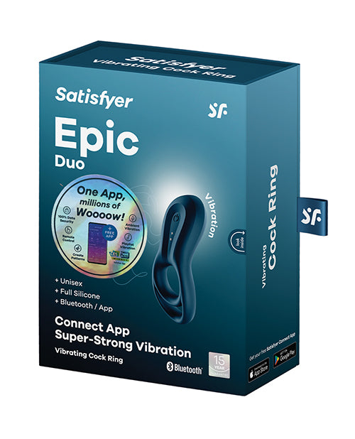 Satisfyer Epic Duo Ring Vibrator - Dark Blue