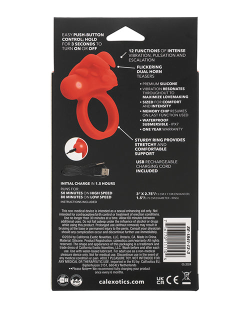 Couple's Enhancer Silicone Rechargeable The Matador Enhancer w/Triple Stimulation - Red