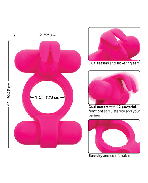 Couple's Enhancer Silicone Rechargeable Rockin' Rabbit Enhancer - Fuchsia