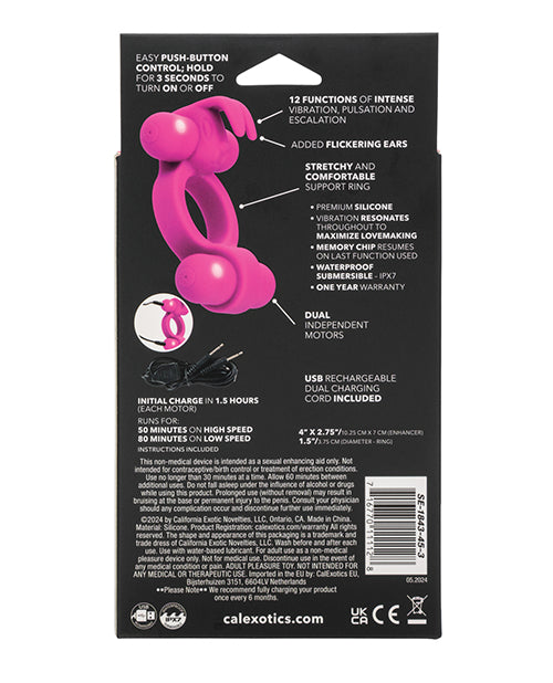 Couple's Enhancer Silicone Rechargeable Rockin' Rabbit Enhancer - Fuchsia