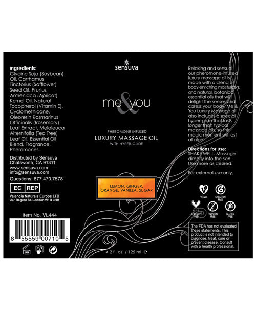 Sensuva Sensuva Me & You Massage Oil - 4.2 oz Lust in Paradise - Image 2
