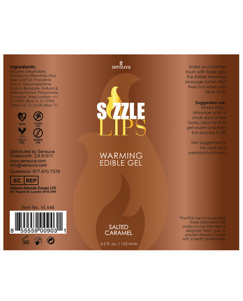 Sensuva Sizzle Lips Warming Gel - 4.2 oz Salted Caramel - Image 4