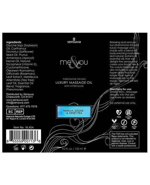 Sensuva Sensuva Me & You Massage Oil - 4.2 oz Sweet Temptation - Image 4