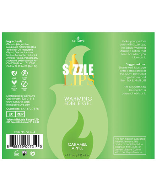 Sensuva Sizzle Lips Warming Gel - 4.2 oz Bottle Caramel Apple - Image 4
