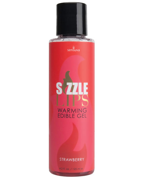 Sensuva Sizzle Lips Warming Gel - 4.2 oz Bottle Strawberry - Image 3