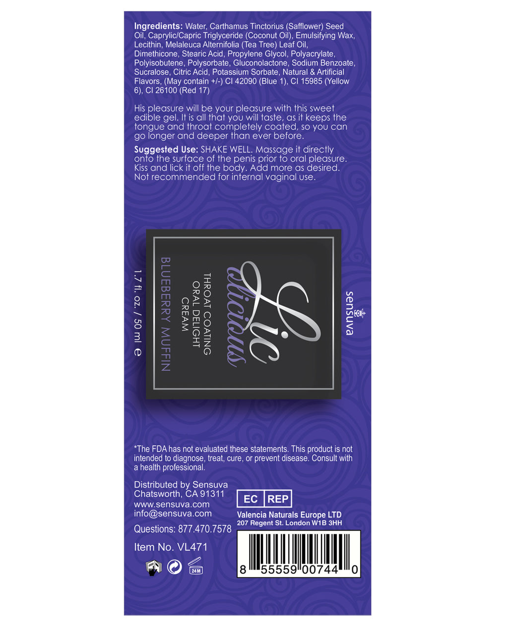 Lic O Licious Lic O Licious Oral Delight Cream - 1.7 oz Blueberry Muffin - Image 2