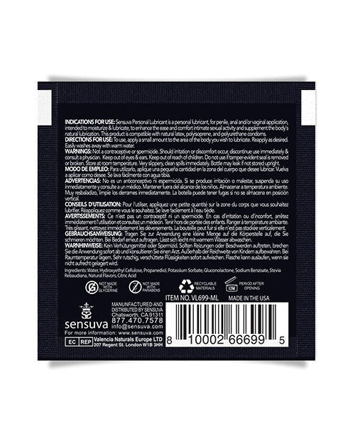 Sensuva Sensuva Natural Water Based Personal Moisturizer Single Use Packet - 6 ml Peach