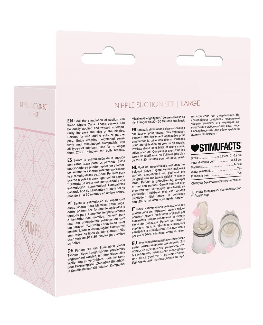 Shots Pumped Nipple Suction Set - Large Clear