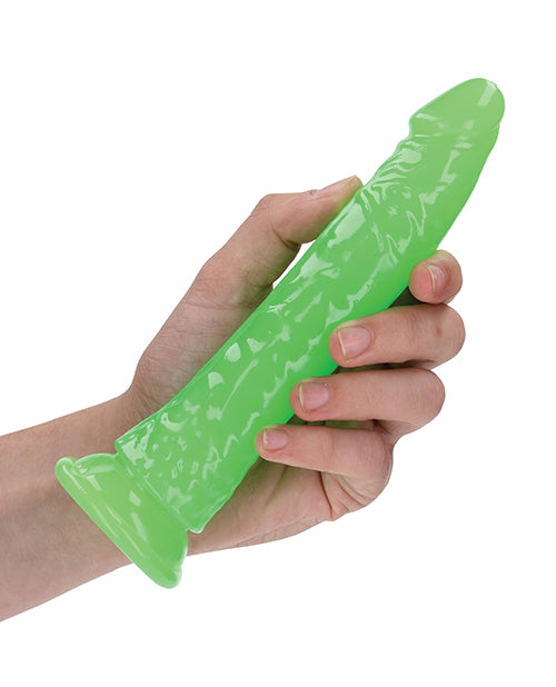 Shots RealRock 7" Slim Dildo Glow in the Dark - Neon Green