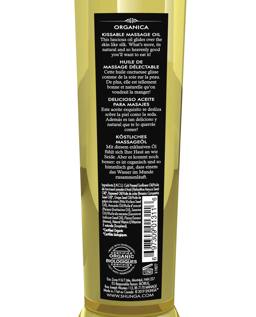 Shunga Shunga Organica Kissable Massage Oil - 8 oz Exotic Green Tea - Image 2