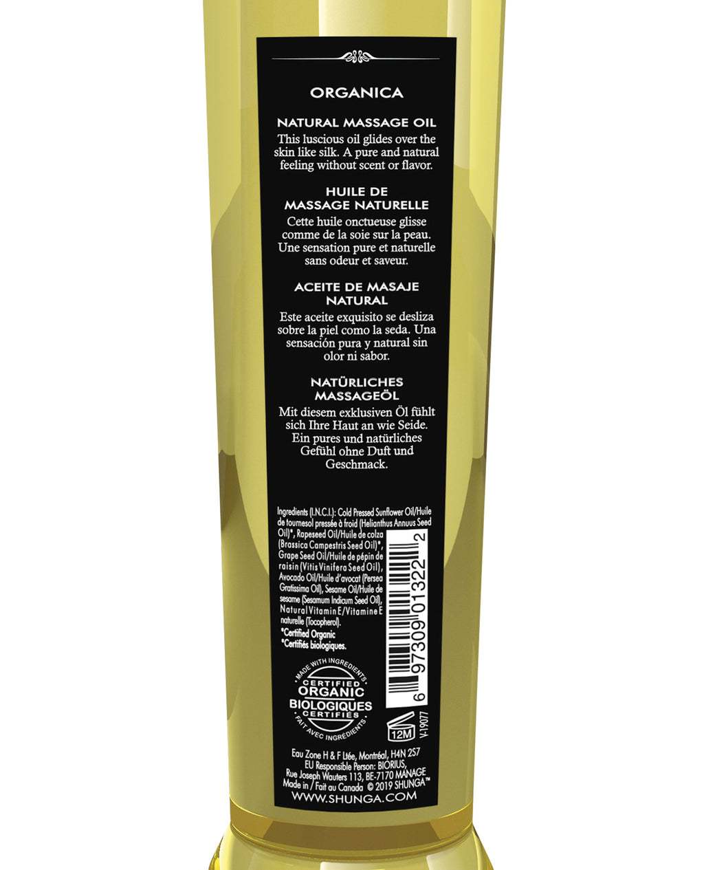 Shunga Shunga Organica Kissable Massage Oil - 8 oz Natural - Image 4