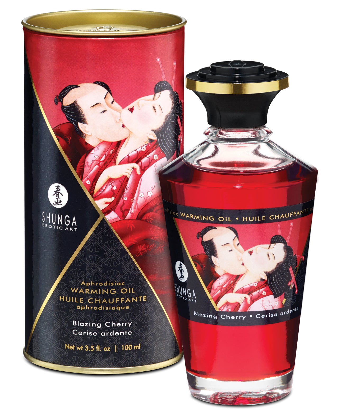 Shunga Shunga Warming Oil - 3.5 oz Blazing Cherry - Image 3