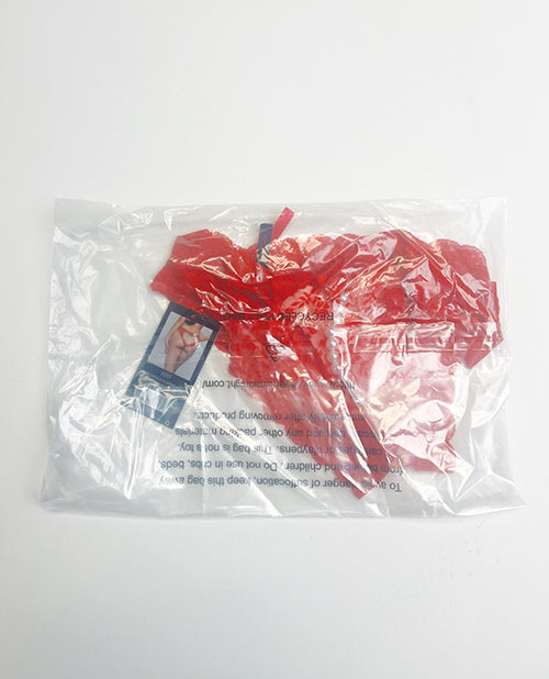 Lace Panty w/Heart Cut Out Back & Pearl Chain Detail - Red SM