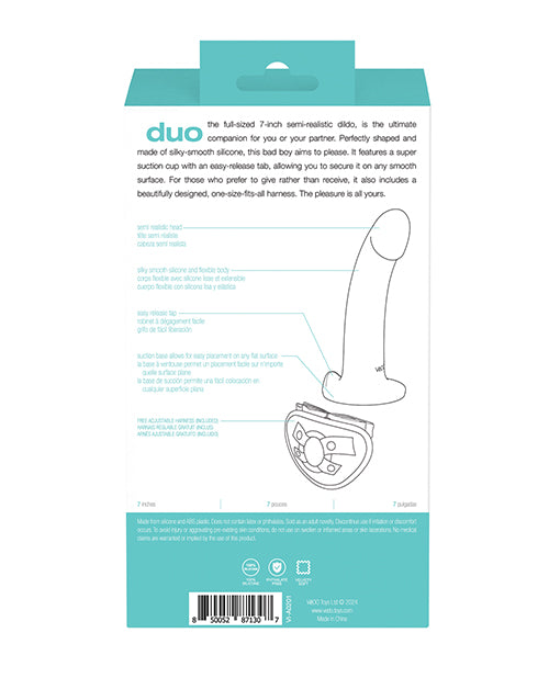 VeDO Duo Silcone Dildo w/Harness - Turquoise/Black