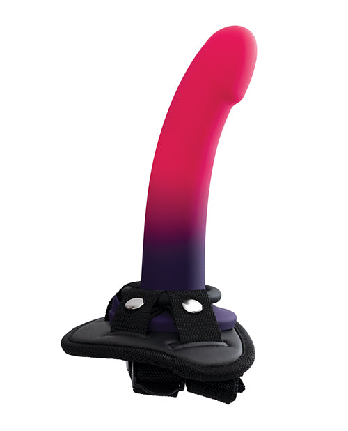 VeDO Duo Silcone Dildo w/Harness - Pink/Purple