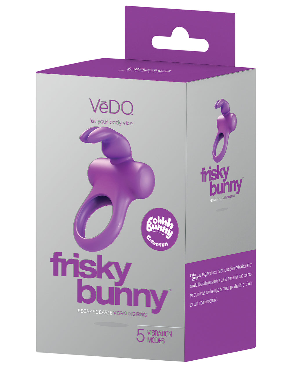 VeDO VeDO Frisky Bunny Rechargeable Vibrating Ring - Perfectly Purple - Image 3