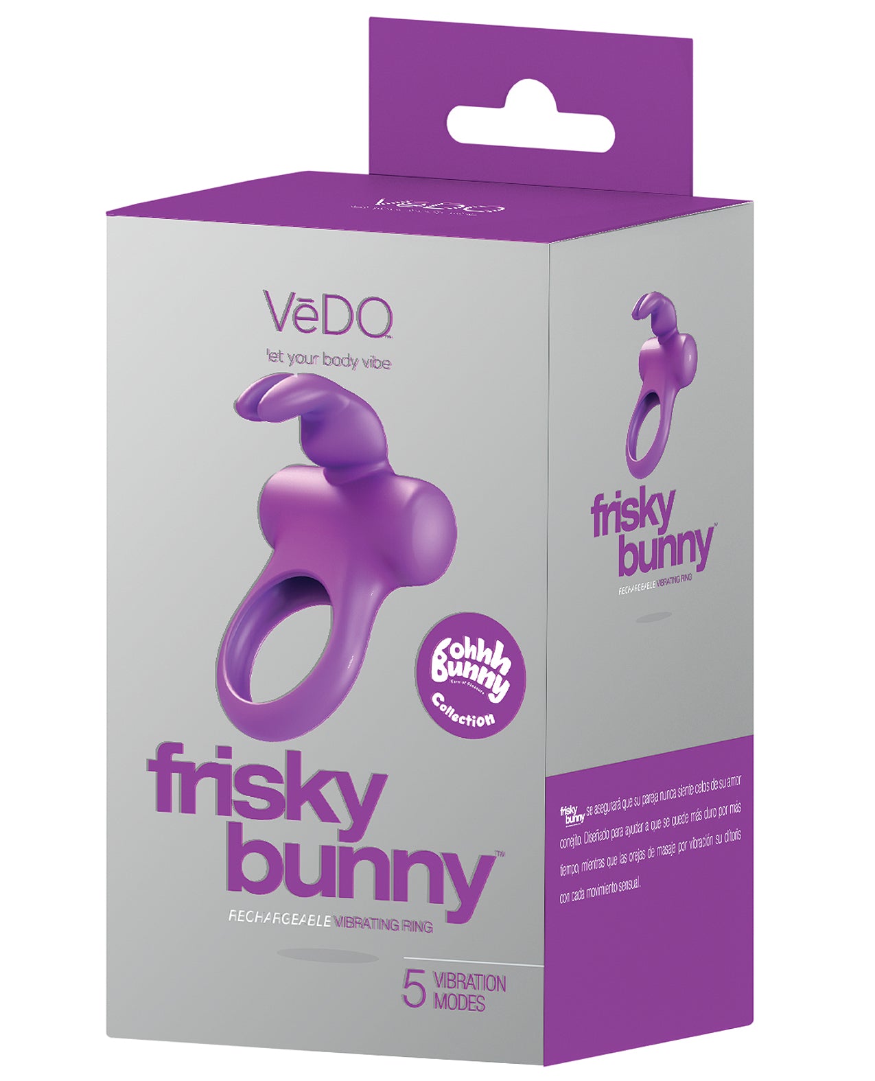 VeDO VeDO Frisky Bunny Rechargeable Vibrating Ring - Perfectly Purple - Image 3