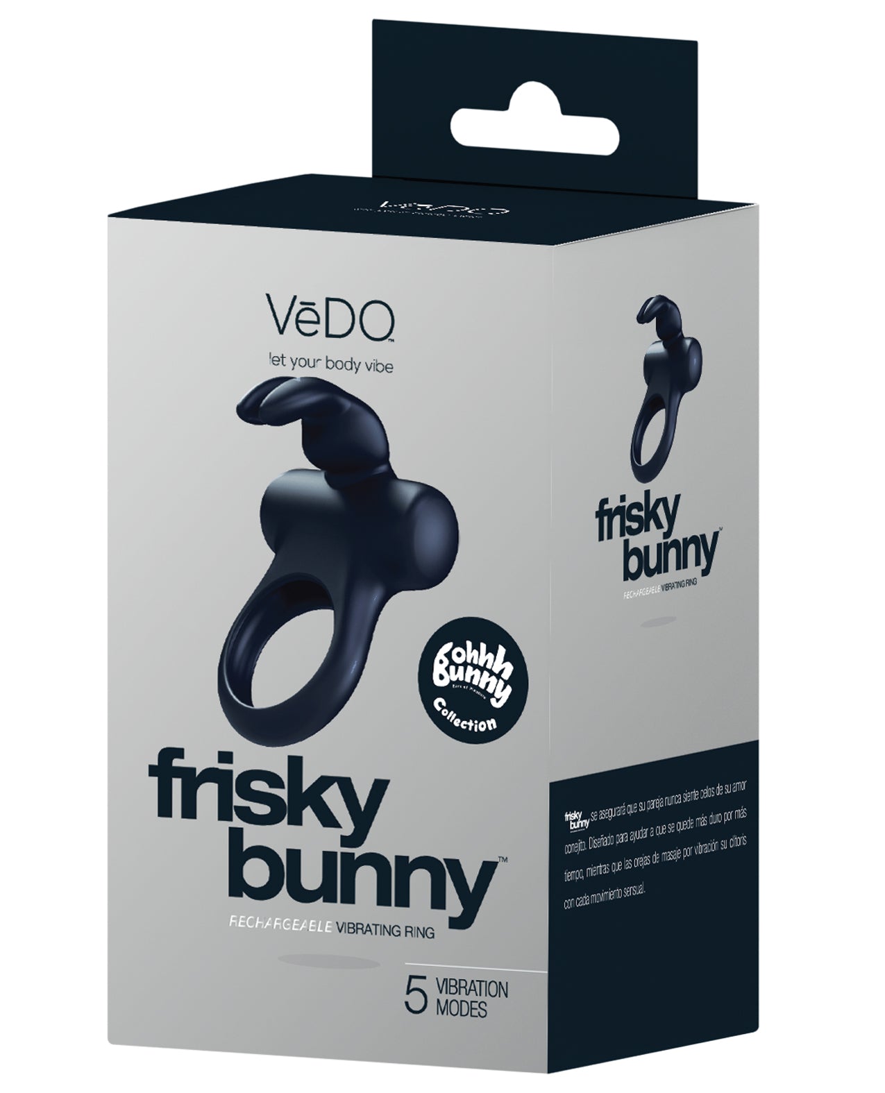 VeDO VeDO Frisky Bunny Rechargeable Vibrating Ring - Black Pearl - Image 3