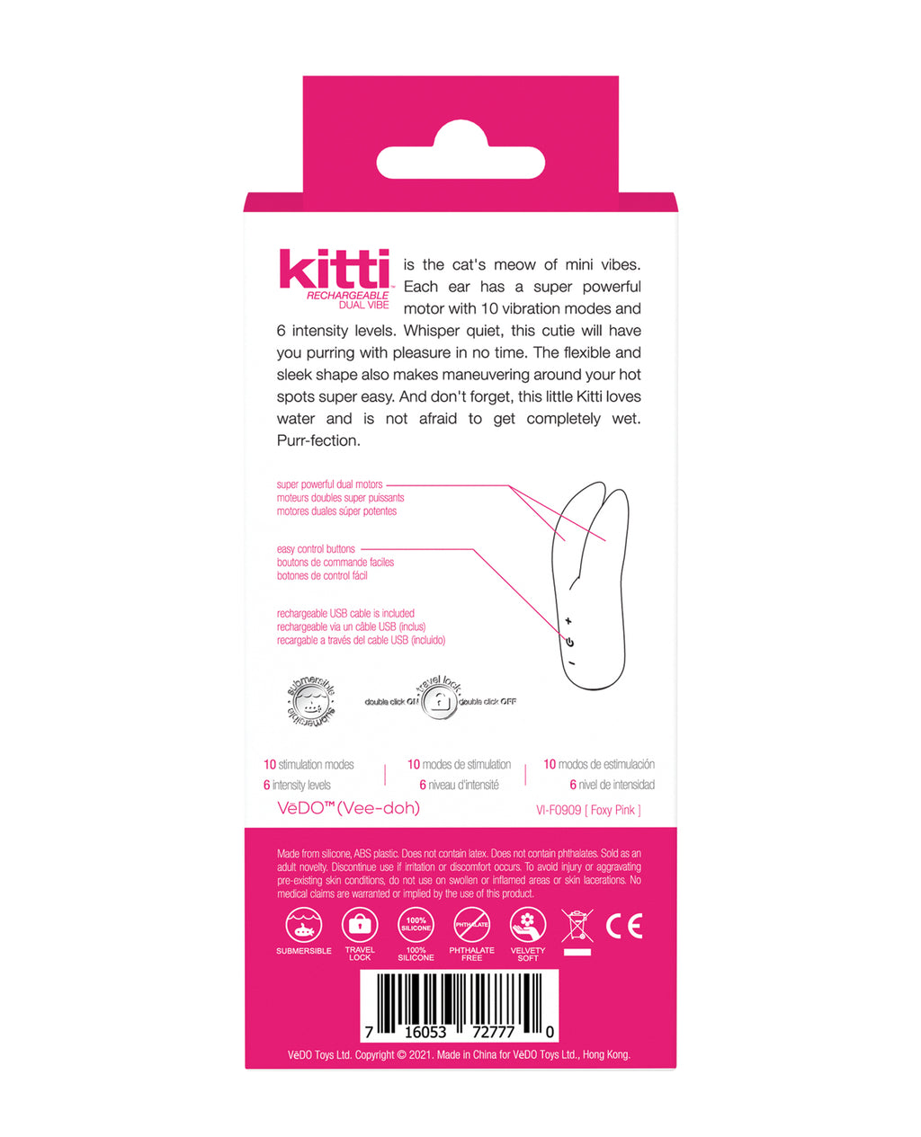 VeDO Kitti Rechargeable Dual Vibe - Foxy Pink