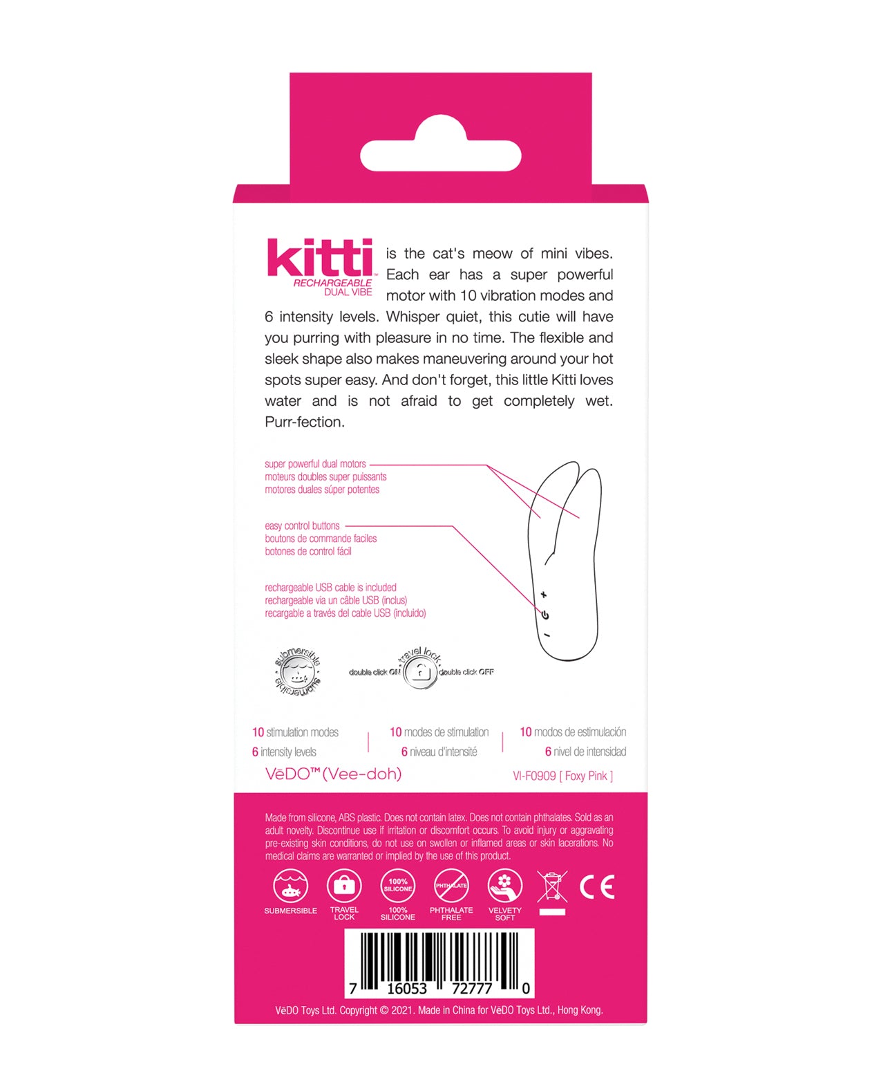 VeDO Kitti Rechargeable Dual Vibe - Foxy Pink