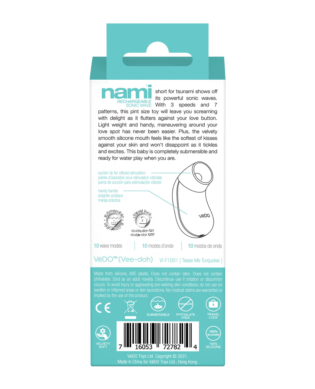 VeDo Nami Rechargeable Sonic Wave - Tease Me Turquoise