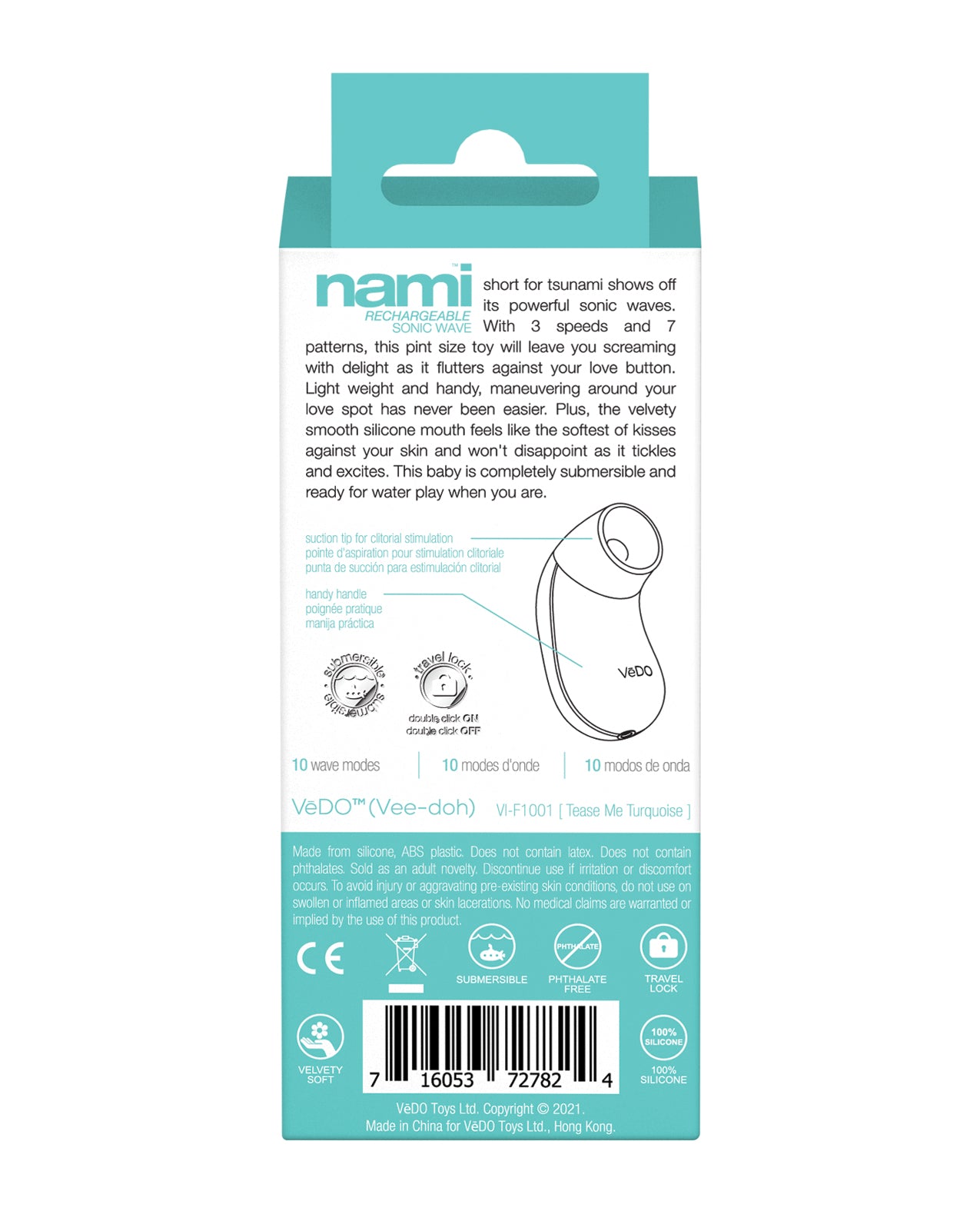 VeDo Nami Rechargeable Sonic Wave - Tease Me Turquoise