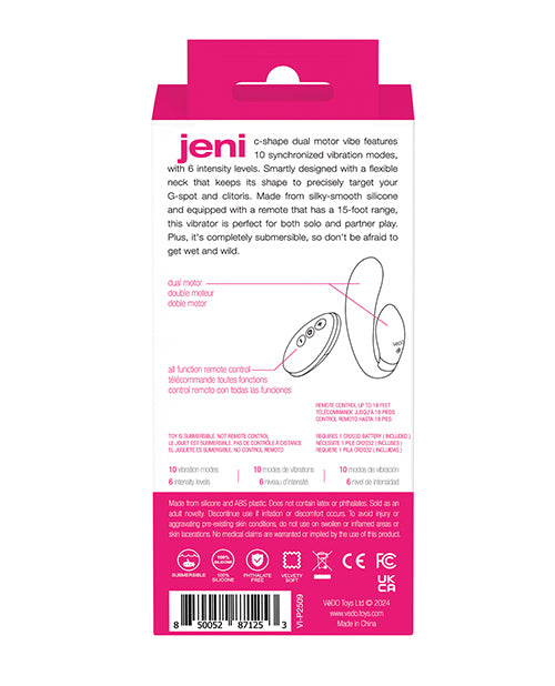 VeDO Jeni Dual Motor Vibe w/Remote - Pink