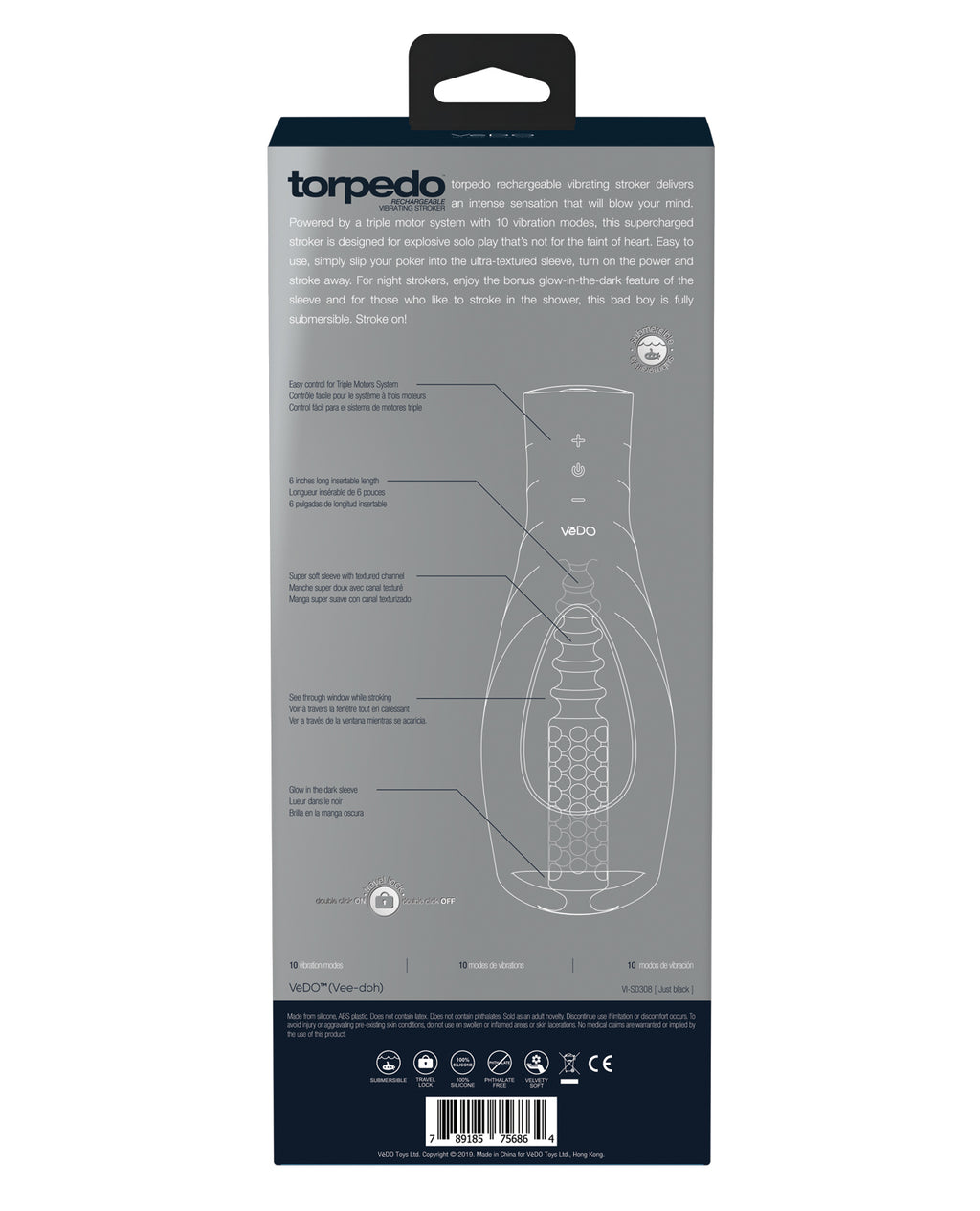 VeDO VeDO Torpedo Vibrating Rechargable Stroker - Just Black - Image 12