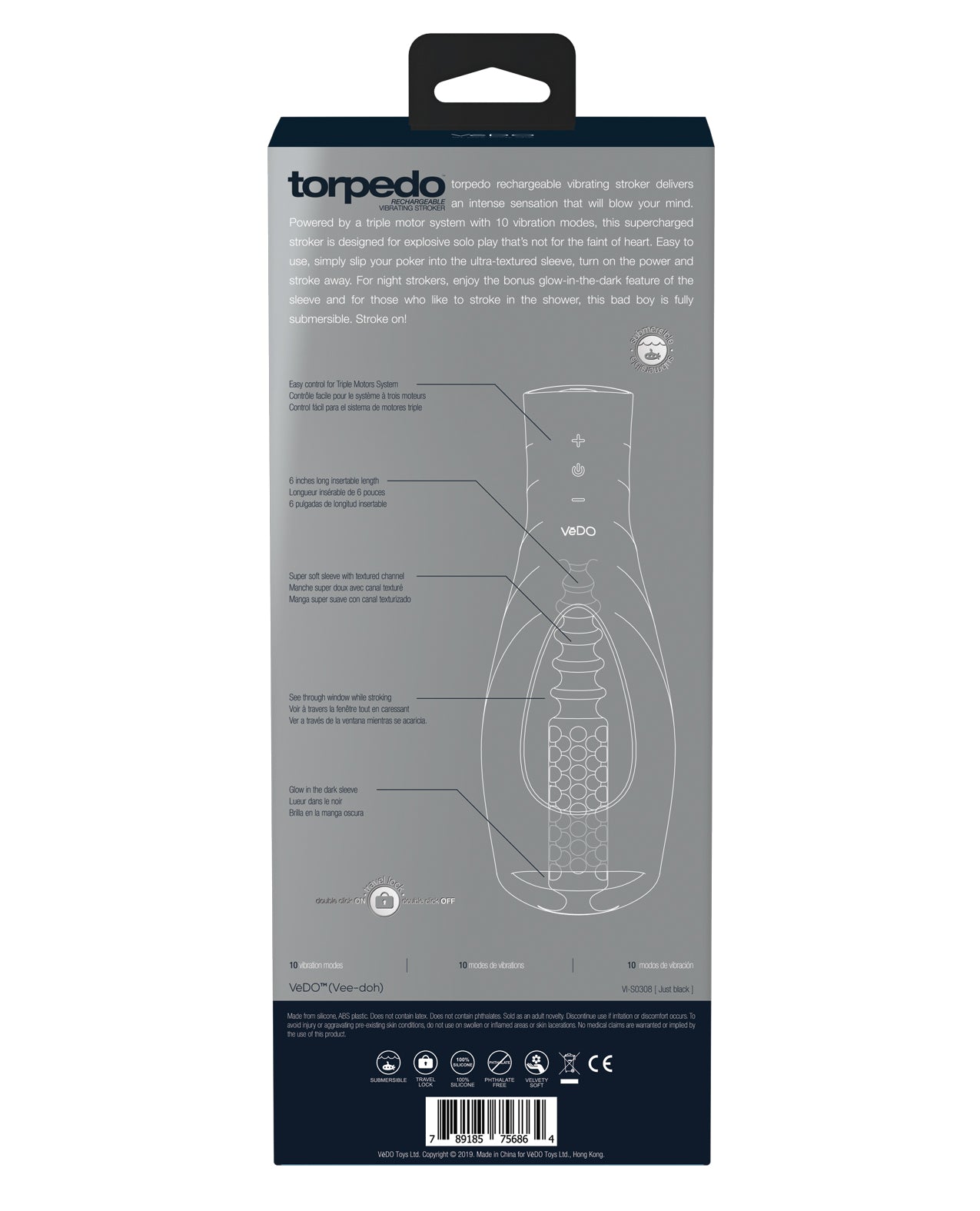 VeDO VeDO Torpedo Vibrating Rechargable Stroker - Just Black - Image 12