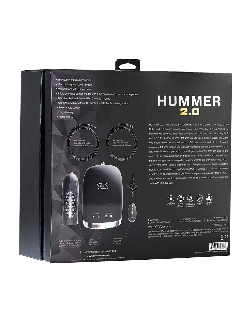 VeDO VeDO Hummer 2.0 Masturbator - Black - Image 12