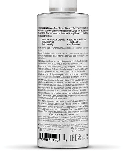Wicked Sensual Care Wicked Sensual Care Simply Hybrid Lubricant - 4 oz - Image 2
