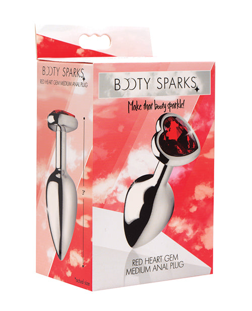BootySparks Booty Sparks Red Heart Gem - Medium Anal Plug