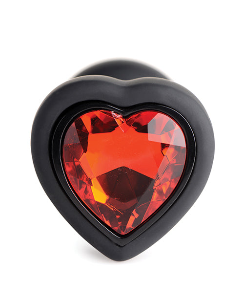 Booty Sparks 28X Silicone Vibrating Red Heart Anal Plug w/Remote - Small